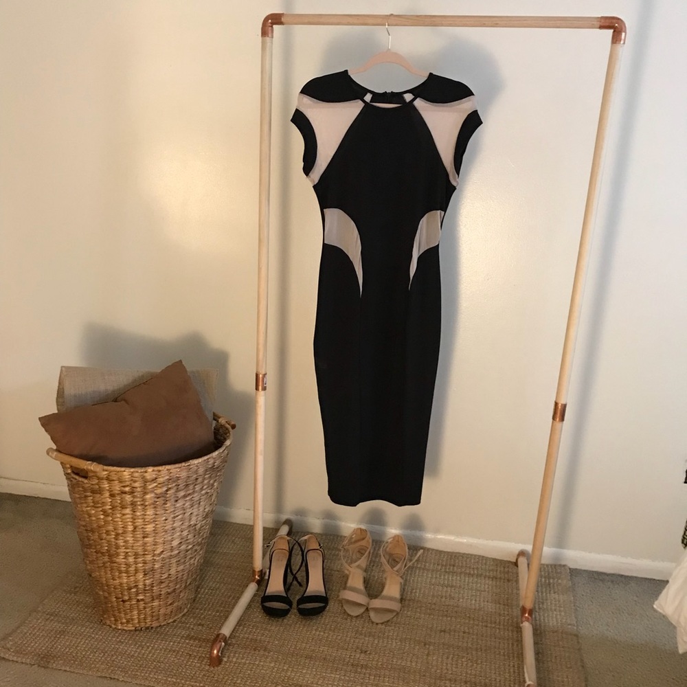 Midi black and sheer cream dress